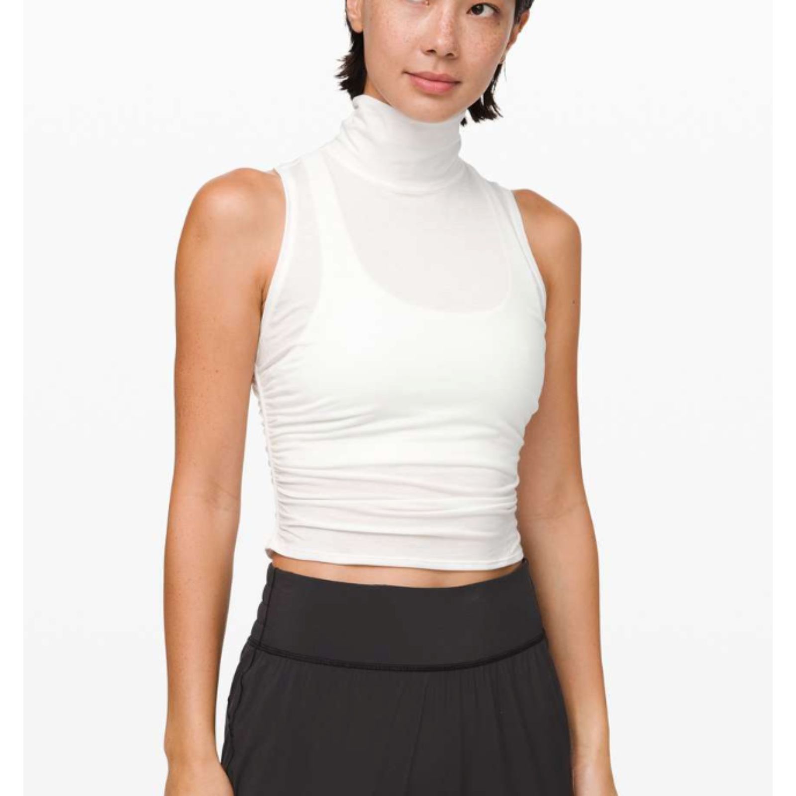 Lululemon See The Horizon Tank Slim Fit Mock Neck Dune Size Large Athleisure